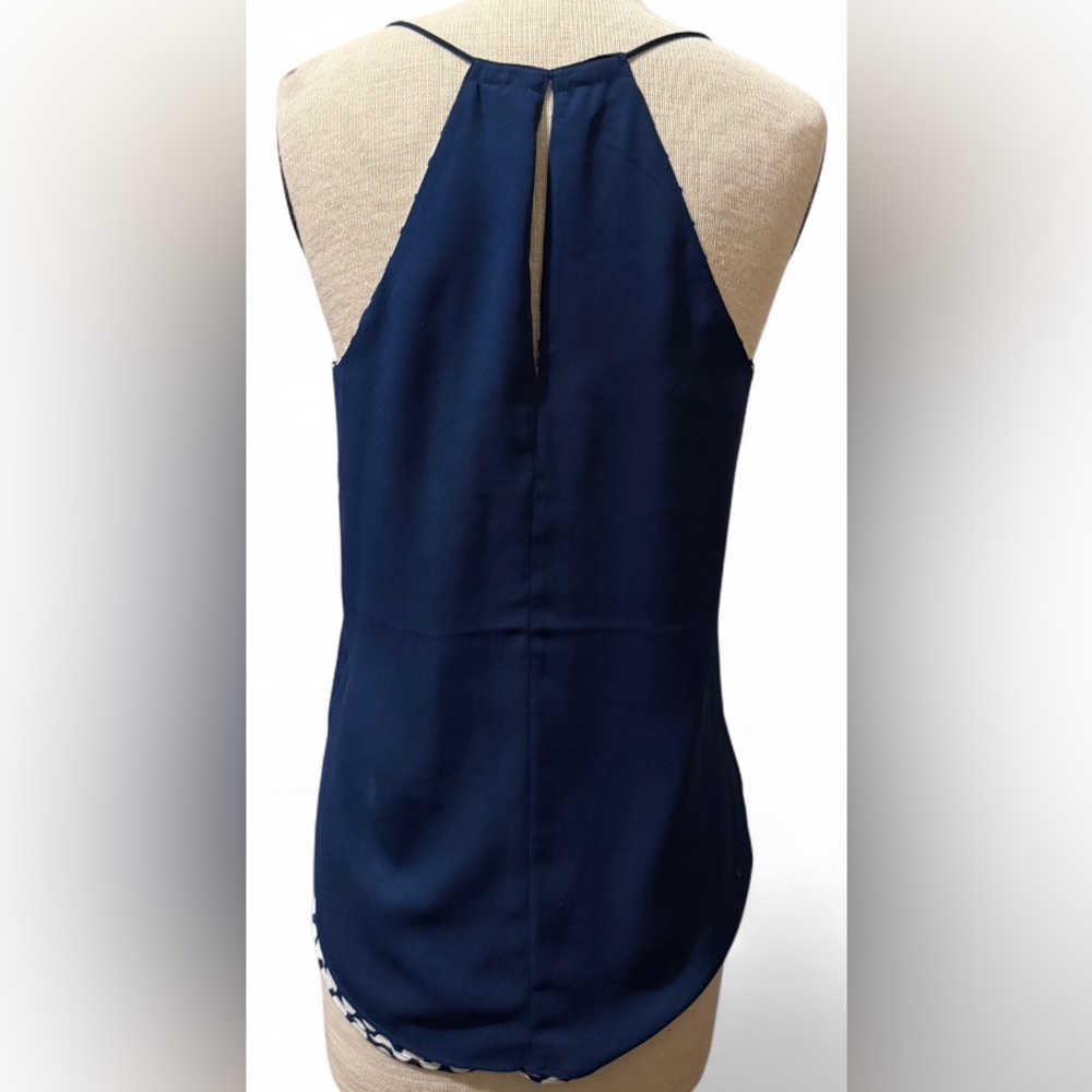 Express Barcelona Dark Blue White Polka Dot Cami Women's Size S Summer Blouse - Picture 2 of 3